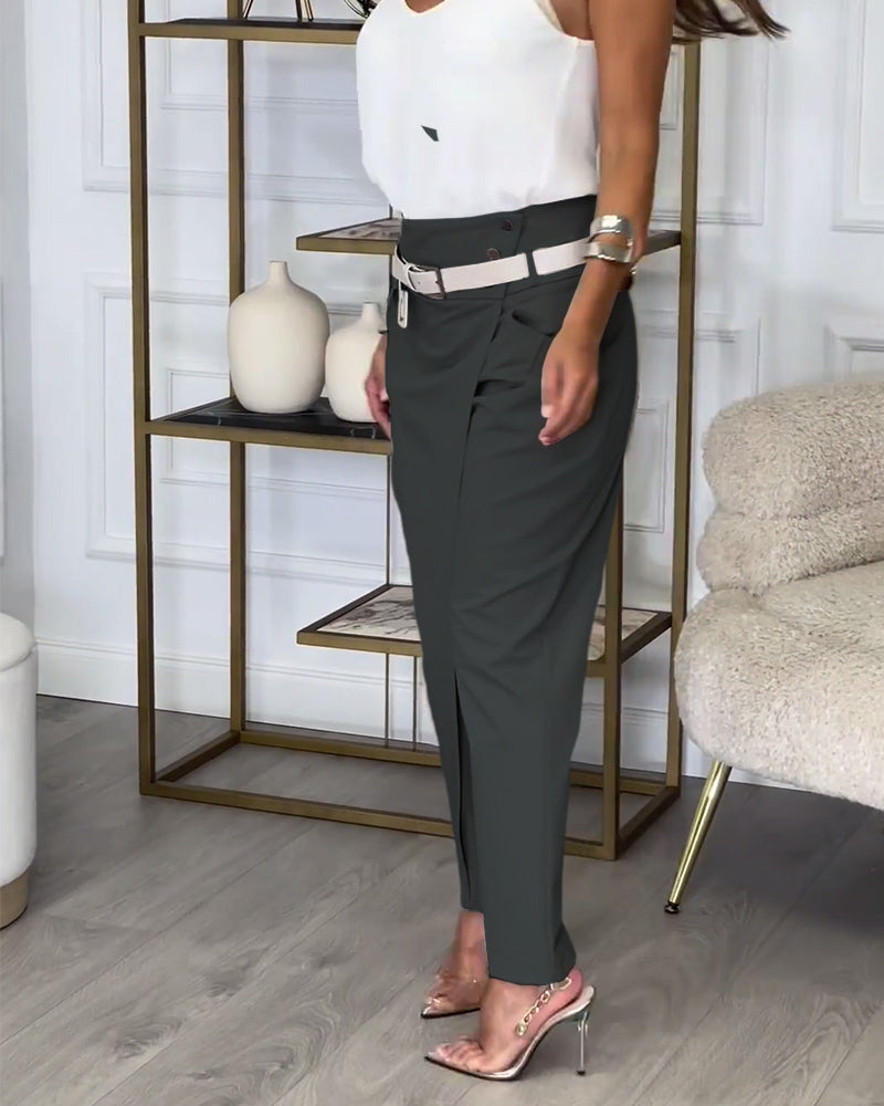 Sybille - Pantalon Patchwork avec ceinture