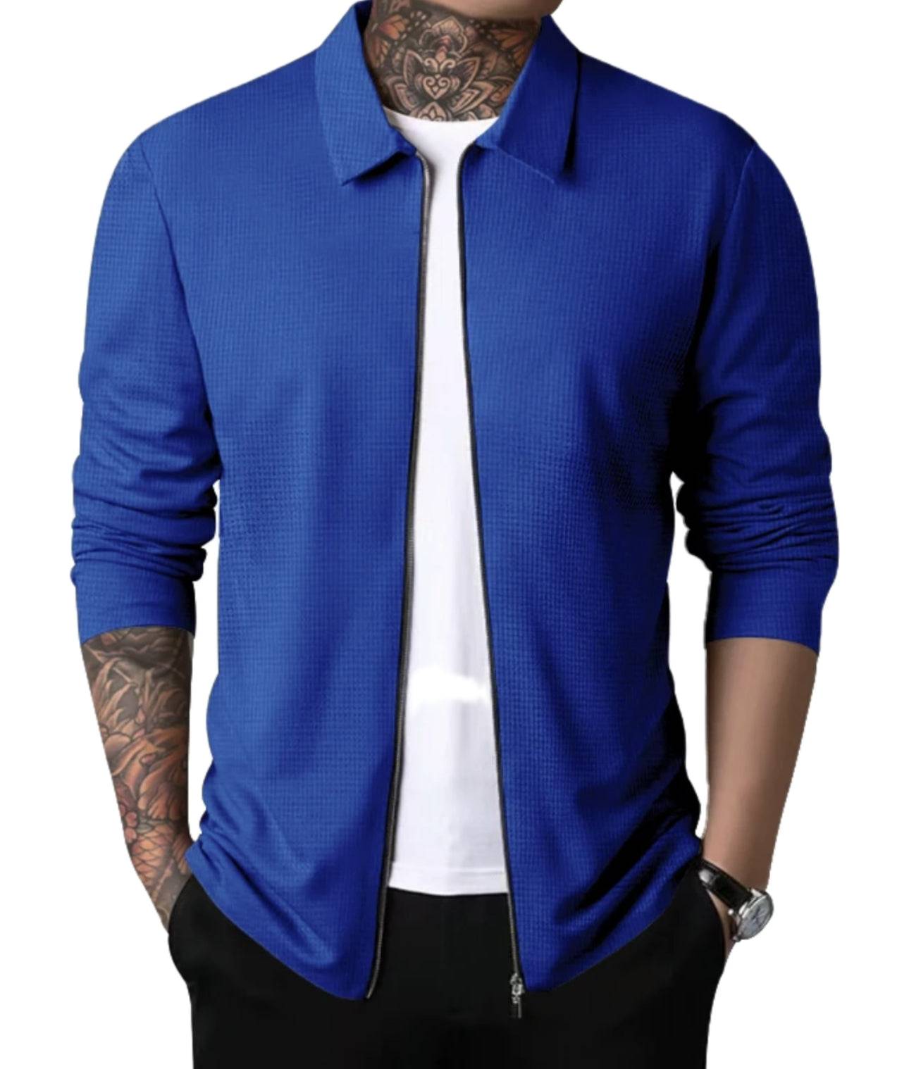 Cardigan à fermeture éclair pour hommes à col