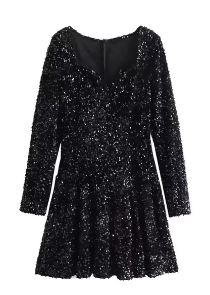 STELLA | Mini-robe noire à sequins