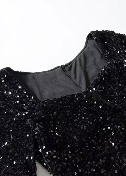 STELLA | Mini-robe noire à sequins