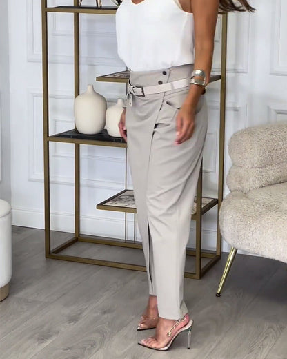 Sybille - Pantalon Patchwork avec ceinture