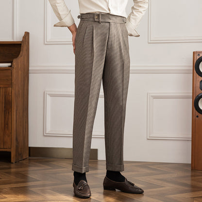 Pantalons Plissés Cambridge Pied-de-poule coupe droite